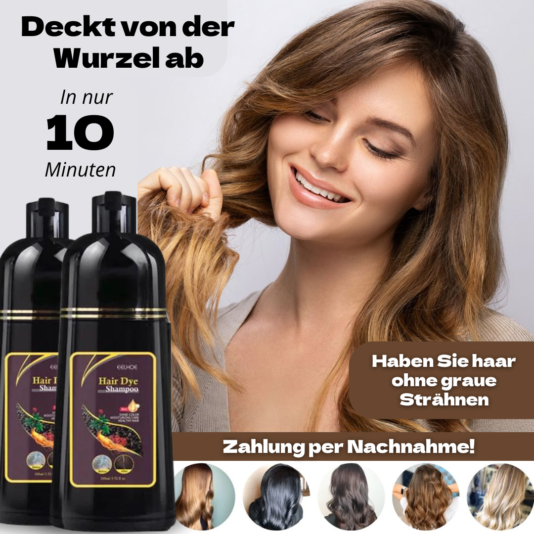 Hair Dye Shampoo 3-in-1 für graues Haar + Umweltfreundlicher Bambuskamm als Geschenk