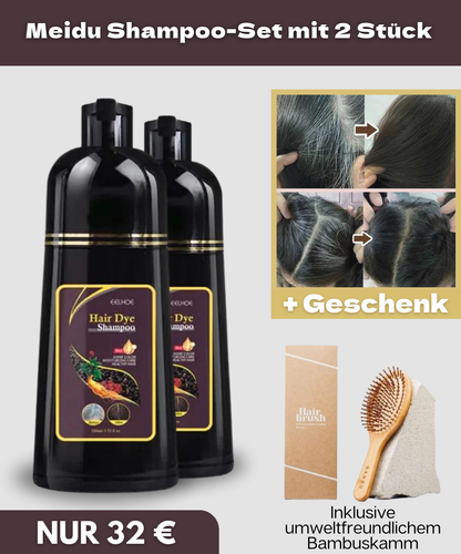 Hair Dye Shampoo 3-in-1 für graues Haar + Umweltfreundlicher Bambuskamm als Geschenk